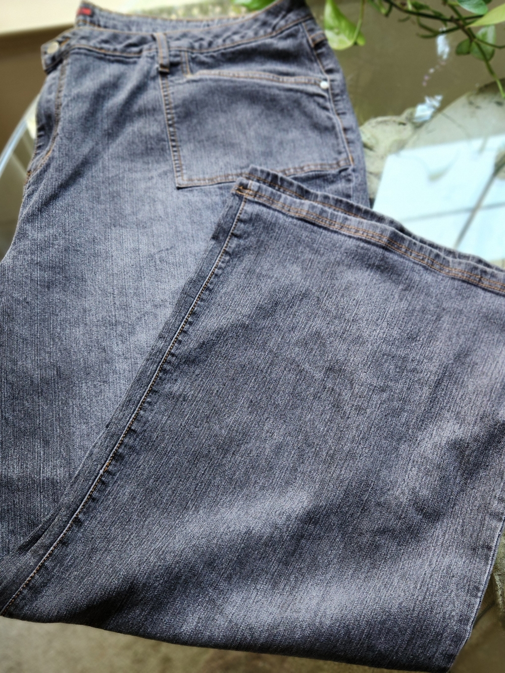 ZD Premium Grunge Acid Wash Oversized Wide Leg Jeans Plus Size 32